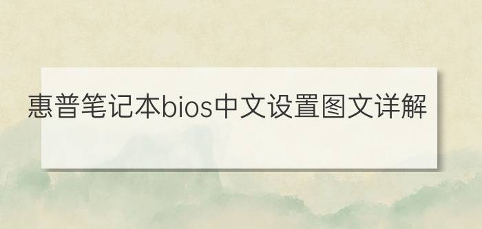 惠普笔记本bios中文设置图文详解