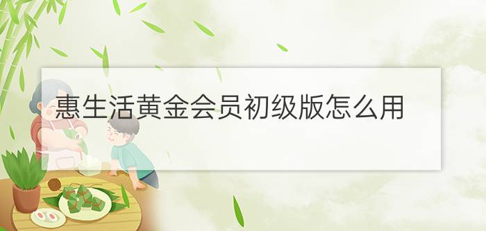 惠生活黄金会员初级版怎么用