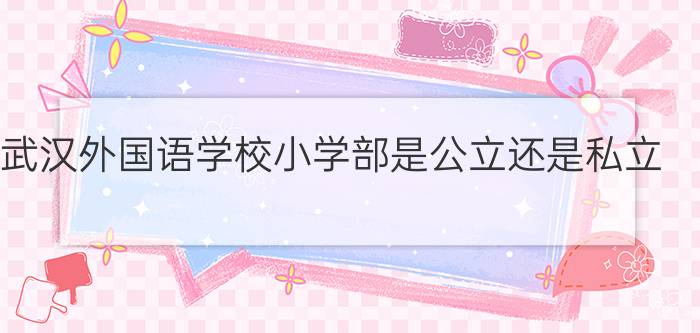 武汉外国语学校小学部是公立还是私立