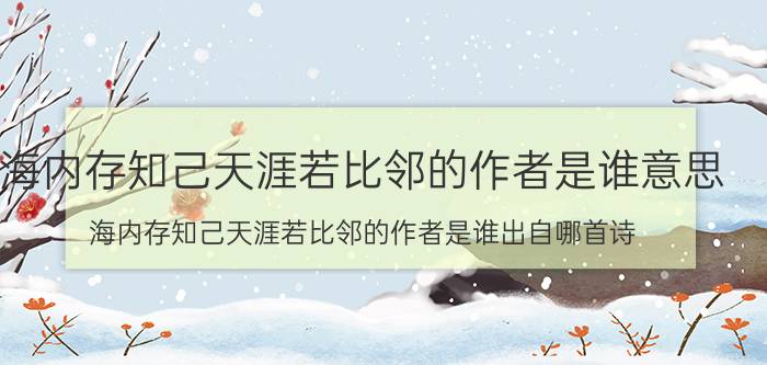 海内存知己天涯若比邻的作者是谁意思,海内存知己天涯若比邻的作者是谁出自哪首诗