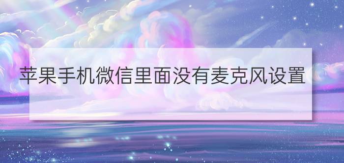 苹果手机微信里面没有麦克风设置