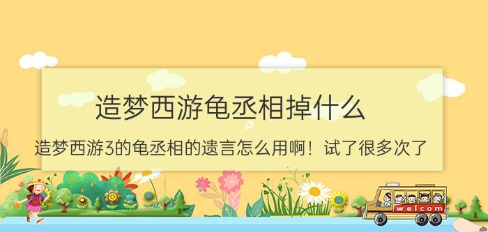 造梦西游龟丞相掉什么（造梦西游3的龟丞相的遗言怎么用啊！试了很多次了）