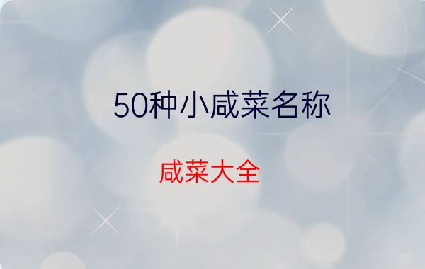 50种小咸菜名称（咸菜大全）