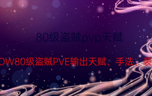 80级盗贼pvp天赋（WOW80级盗贼PVE输出天赋、手法、装备,请详细说明一下追加高分）