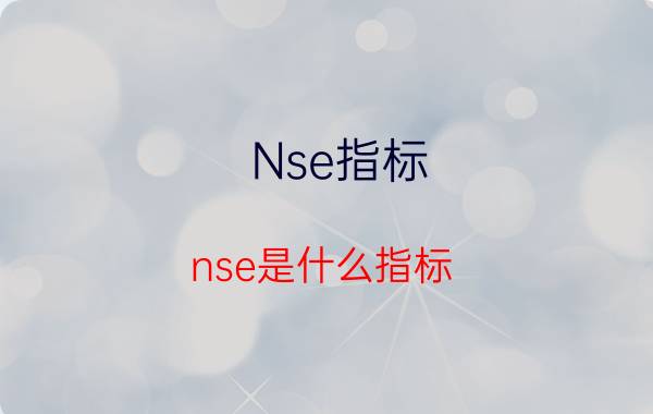 Nse指标(nse是什么指标)