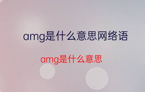 amg是什么意思网络语（amg是什么意思）