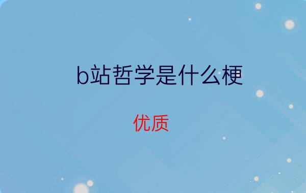 b站哲学是什么梗？优质