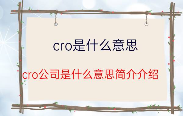 cro是什么意思（cro公司是什么意思简介介绍）