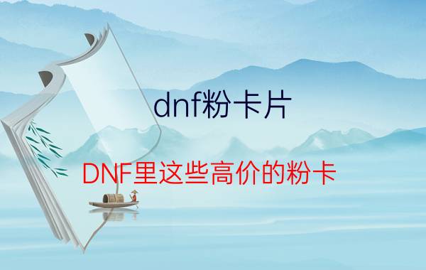 dnf粉卡片（DNF里这些高价的粉卡）