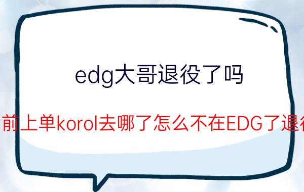 edg大哥退役了吗（EDG的前上单korol去哪了怎么不在EDG了退役了吗）