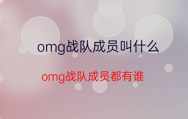 omg战队成员叫什么？omg战队成员都有谁？