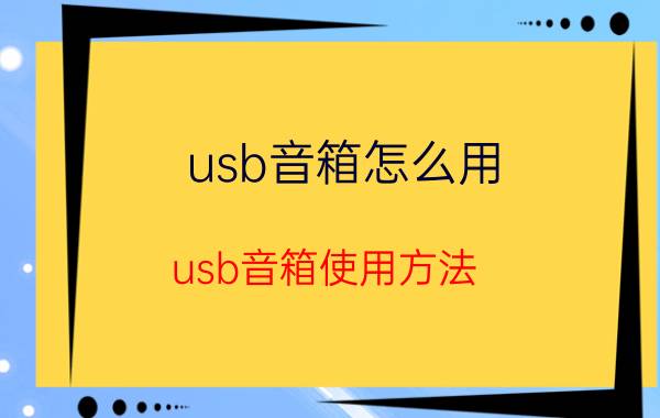 usb音箱怎么用？usb音箱使用方法