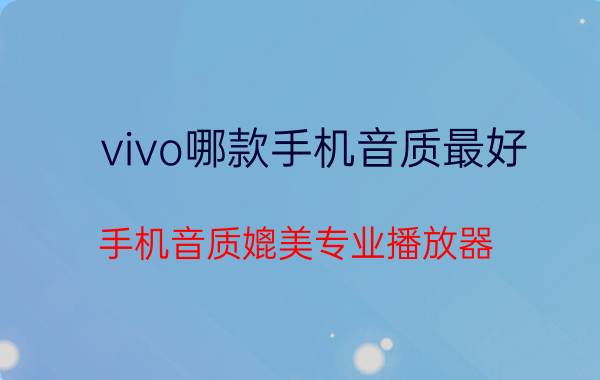 vivo哪款手机音质最好？手机音质媲美专业播放器