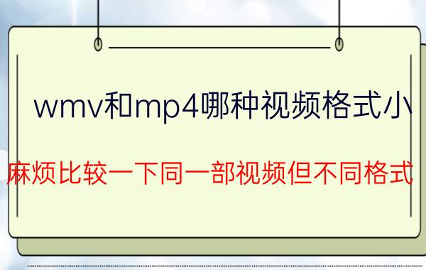 wmv和mp4哪种视频格式小（麻烦比较一下同一部视频但不同格式（mp4和wmv）的参数哪个质量更好）