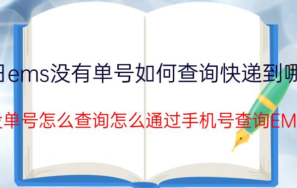 今日ems没有单号如何查询快递到哪里了（ems没单号怎么查询怎么通过手机号查询EMS快递）