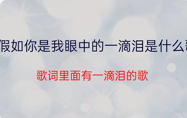 假如你是我眼中的一滴泪是什么歌（歌词里面有一滴泪的歌）