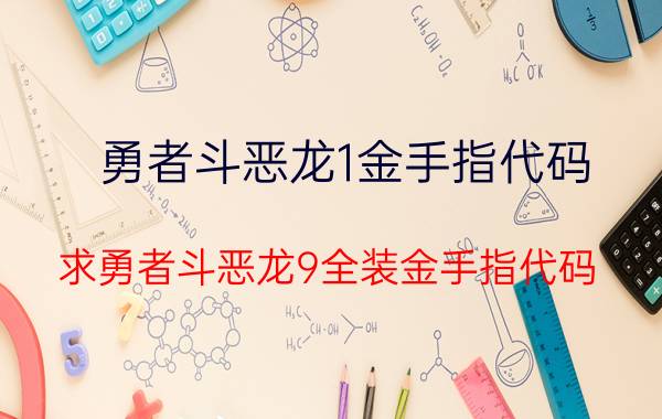 勇者斗恶龙1金手指代码（求勇者斗恶龙9全装金手指代码）