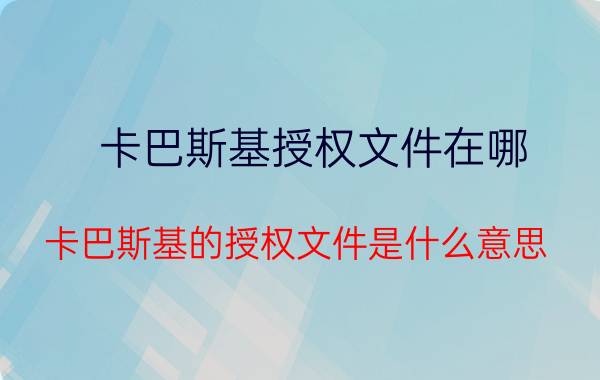 卡巴斯基授权文件在哪（卡巴斯基的授权文件是什么意思）