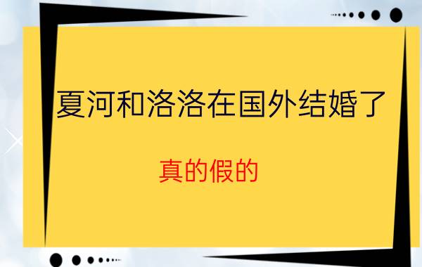 夏河和洛洛在国外结婚了（真的假的）