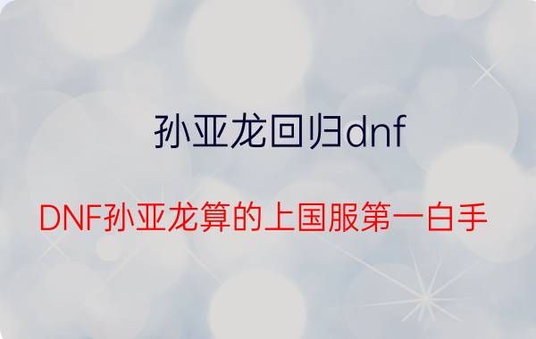 孙亚龙回归dnf（DNF孙亚龙算的上国服第一白手）