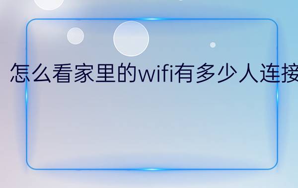 怎么看家里的wifi有多少人连接