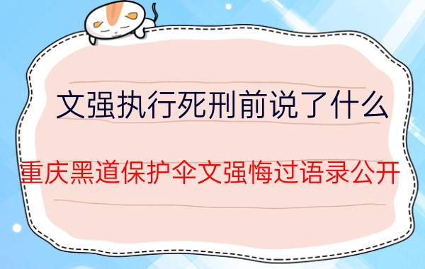 文强执行死刑前说了什么（重庆黑道保护伞文强悔过语录公开）