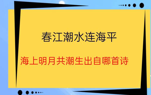 春江潮水连海平，海上明月共潮生出自哪首诗