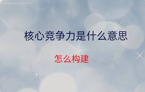 核心竞争力是什么意思？怎么构建？