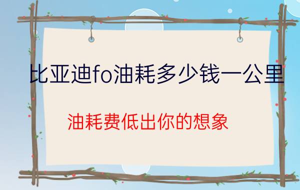 比亚迪fo油耗多少钱一公里（油耗费低出你的想象）