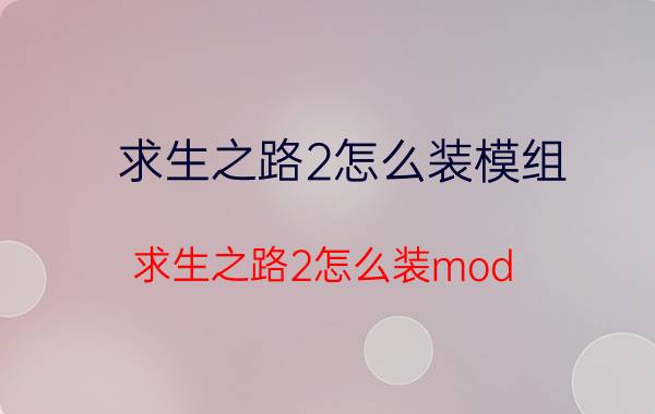 求生之路2怎么装模组(求生之路2怎么装mod)