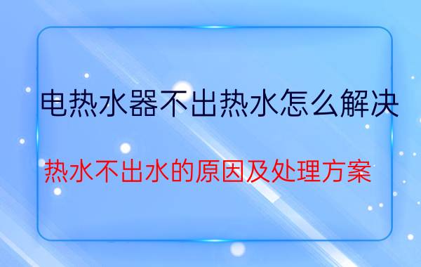 电热水器不出热水怎么解决（热水不出水的原因及处理方案）