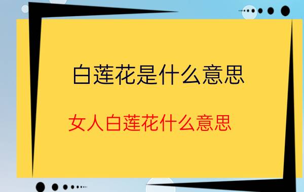 白莲花是什么意思？女人白莲花什么意思