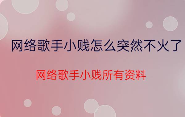 网络歌手小贱怎么突然不火了（网络歌手小贱所有资料）