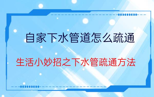 自家下水管道怎么疏通（生活小妙招之下水管疏通方法）