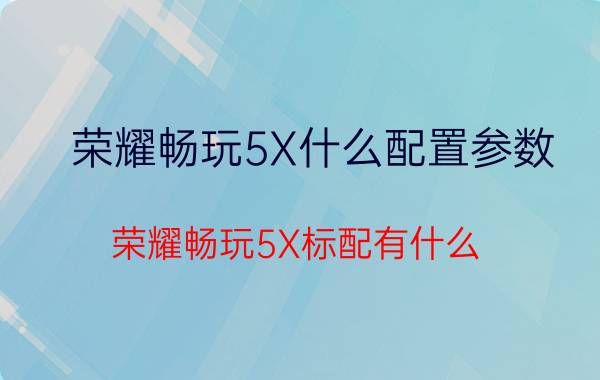 荣耀畅玩5X什么配置参数？荣耀畅玩5X标配有什么？