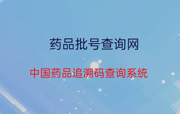 药品批号查询网，中国药品追溯码查询系统