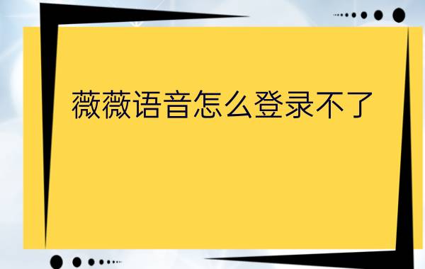 薇薇语音怎么登录不了